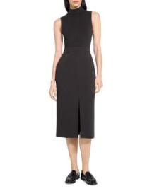 Theory Funnel Neck Mixed Media Midi Dress Bloomingdales at Bloomingdales