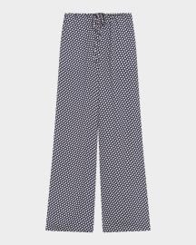 Theory Geometric Drawstring Pull-On Pants at Neiman Marcus