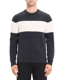 Theory Hilles Wool Cashmere Stripe Crewneck Sweater Bloomingdales at Bloomingdales