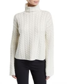 Theory Horseshoe Cable Turtleneck Bell-Sleeve Sweater at Neiman Marcus