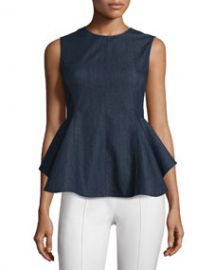 Theory Kalsing D Spring Peplum Top Dark Denim at Neiman Marcus