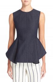 Theory Kalsing Sleeveless Denim Peplum Top at Nordstrom