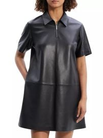 Theory Leather A Line Knee Length Shirtdress at Saks Fifth Avenue