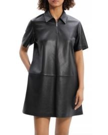 Theory Leather Half Zip Dress Bloomingdales at Bloomingdales