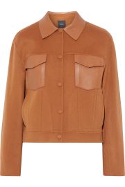 Theory Leather-paneled wool and cashmere-blend felt jacket at The Outnet