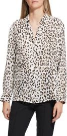 Theory Leopard Long Sleeve Blouse at Nordstrom Rack