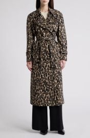 Theory Leopard Print Wool Blend Trench Coat at Nordstrom