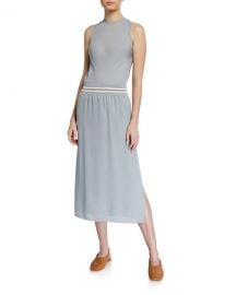 Theory Lewie Silk Dress with Striped Waistband at Neiman Marcus