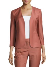 Theory Lindrayia B Continuous Open-Front 3 4-Sleeve Blazer Deep Rose at Neiman Marcus