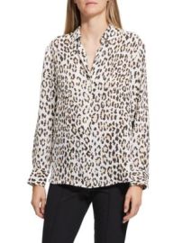 Theory Long Sleeve Leopard Print Blouse on SALE Saks OFF 5TH at Saks Off 5th