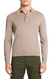 Theory Long Sleeve Wool Polo at Nordstrom