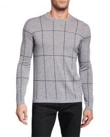 Theory Men  x27 s Malio Milos Grid Check Sweater at Neiman Marcus