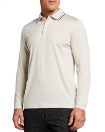 Theory Men  x27 s Sartorial Incisive Long-Sleeve Polo Shirt at Neiman Marcus