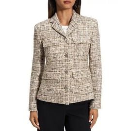 Theory Military Jacket in Mixed Tweed Wheat Multi Button Down Blazer Size 6 eBay at eBay