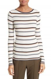 Theory Mirzi M Stripe Merino Wool Sweater at Nordstrom