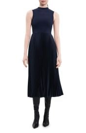 Theory Mixed Media Pleated Midi Dress at Nordstrom