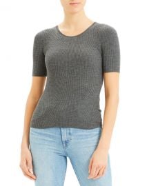 Theory Moving Rib Regal Wool Tee at Neiman Marcus