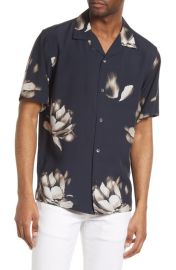 Theory Noll Floral Print Short Sleeve Button-Up Camp Shirt at Nordstrom