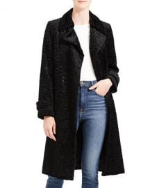 Theory Oaklane Faux Astrakhan Belted Trench Coat at Neiman Marcus