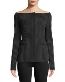 Theory Off-the-Shoulder Pinstripe Jacket at Neiman Marcus