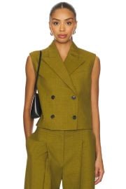 Theory Peak Double Breasted Vest In Avocado at Revolve