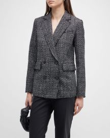 Theory Piazza Noelle Double-Breasted Tweed Jacket at Neiman Marcus