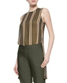 Theory Pinga Striped Slit-Hem Blouse at Neiman Marcus