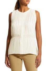 Theory Pleated Recycled Polyester Blouse in Vanilla  at Nordstrom