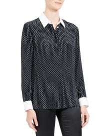 Theory Polka Dot Combo Stretch Crepe Shirt at Neiman Marcus