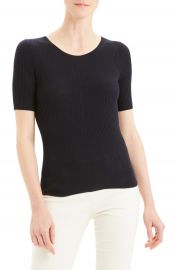 Theory Regal Moving Ribbed Short Sleeve Wool Sweater   Nordstrom at Nordstrom