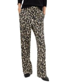 Theory Relaxed Straight Stretch Wool Leopard Pants Bloomingdales at Bloomingdales