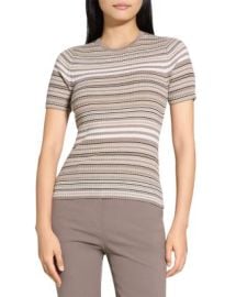 Theory Ribbed Striped Wool Tee Bloomingdales at Bloomingdales
