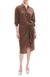 Theory Sarong Skirt Long Sleeve Shirtdress at Nordstrom