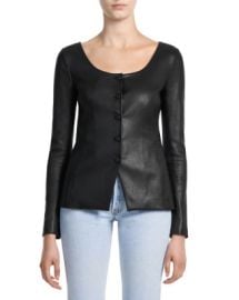 Theory Scoop Neck Bristol Leather Jacket   Bloomingdales at Bloomingdales