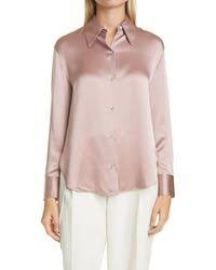 Vince Shaped Collar Silk Blouse in Mauve Orchid at Nordstrom