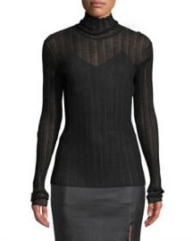 Theory Sheer Fitted Wool Turtleneck Sweater at Neiman Marcus