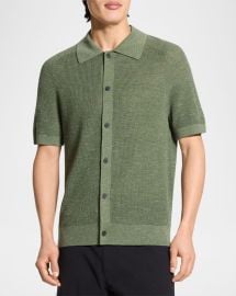 Theory Short Sleeve Linen Button Down Shirt at Neiman Marcus