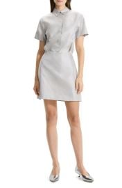 Theory Short Sleeve Silk Shantung Minidress at Nordstrom