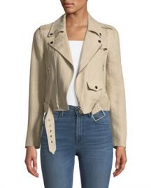 Theory Shrunken Integrate Linen Moto Jacket at Neiman Marcus