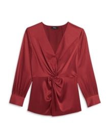 Theory Silk-Blend Twist Front Blouse at Bloomingdales