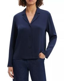 Theory Silk Button Up Blouse at Bloomingdales