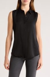 Theory Silk Georgette Sleeveless Button-Up Shirt in Ivory at Nordstrom Rack at Nordstrom Rack