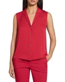 Theory Sleeveless Button Front Silk Top Bloomingdales at Bloomingdales