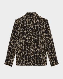 Theory Straight Leopard-Print Long-Sleeve Shirt at Neiman Marcus