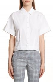 Theory Stretch Cotton Crop Button Down Shirt at Nordstrom