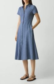 Theory Stretch Linen Blend Shirtdress in Light Denim at Nordstrom