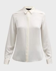 Theory Sunaya Silk Blouse in Ivory at Neiman Marcus