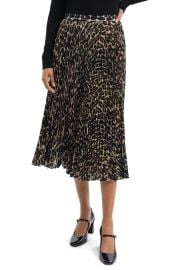 Theory Sunburst Leopard Print Pleated Midi Skirt at Nordstrom Rack