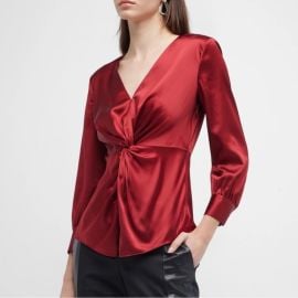 Theory Tops Theory Red Dahlia Twist Blouse Silk Satin Size Us 4 Nwt Poshmark at Poshmark