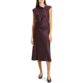 Theory Twist Bodice Satin Midi Dress at Nordstrom